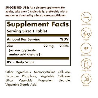 Solgar Chelated Zinc 100 Tablets