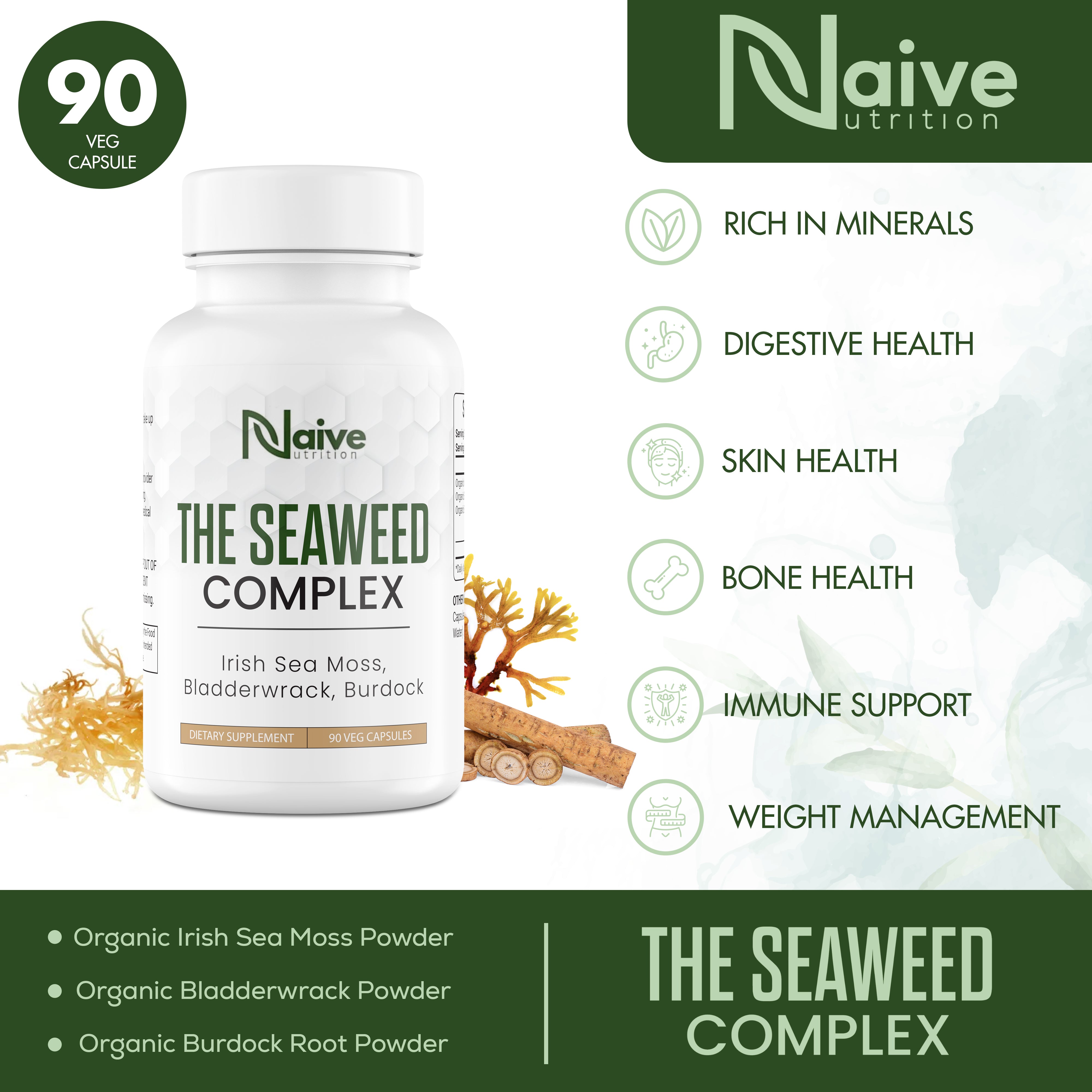 Naive Nutrition The Seaweed Complex, 1000 mg, 90 Vegetarian Capsules