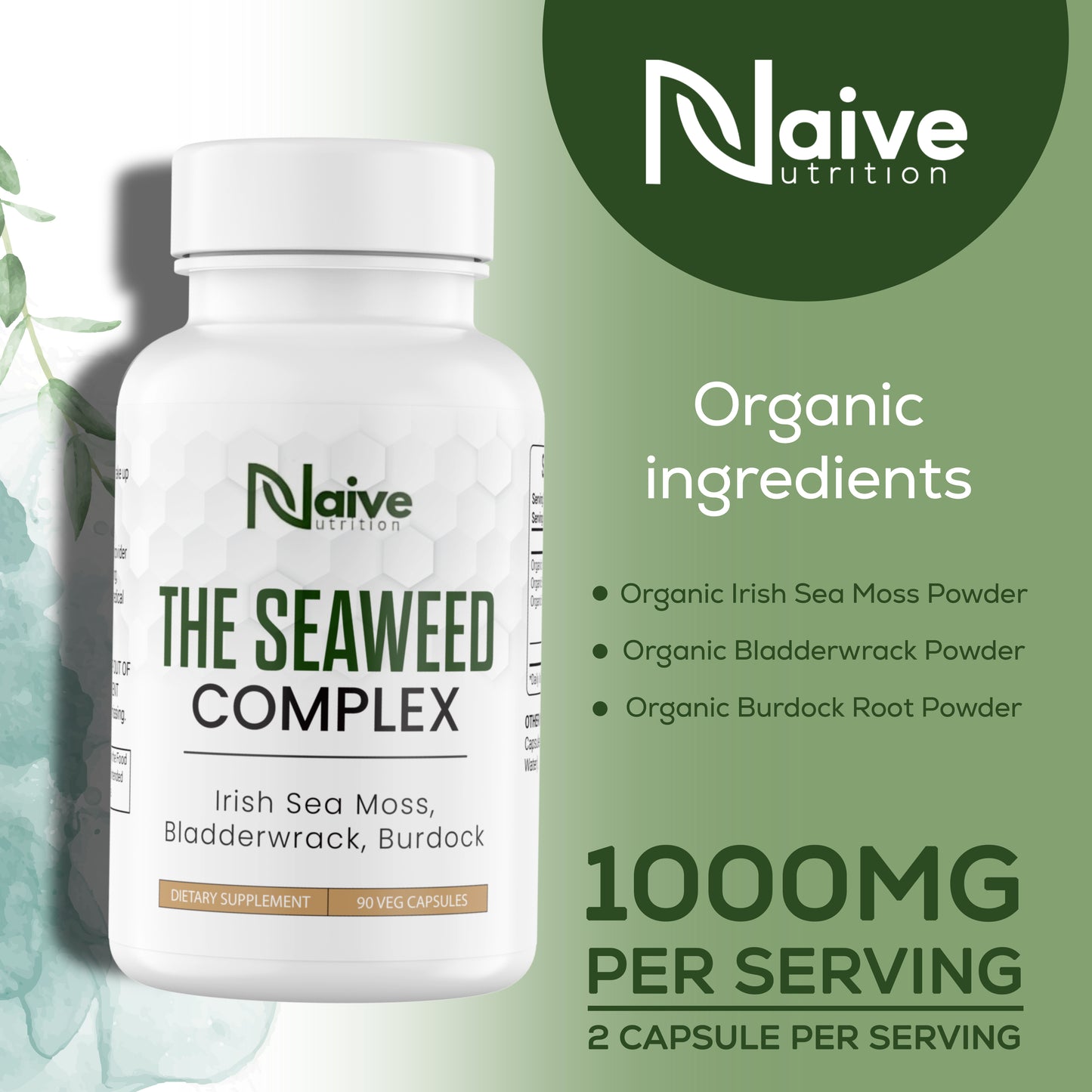 Naive Nutrition The Seaweed Complex, 1000 mg, 90 Vegetarian Capsules