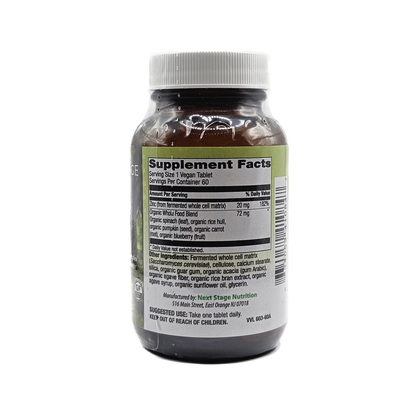Next Stage Whole Food Zinc 20 mg