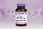 Purple-capped supplement bottle labeled "P5P 50 mg" on a lavender floral background.