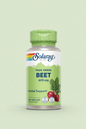 Green bottle with a checkered cap, labeled "Solaray True Herbs Beet 605 mg" on a light green background.