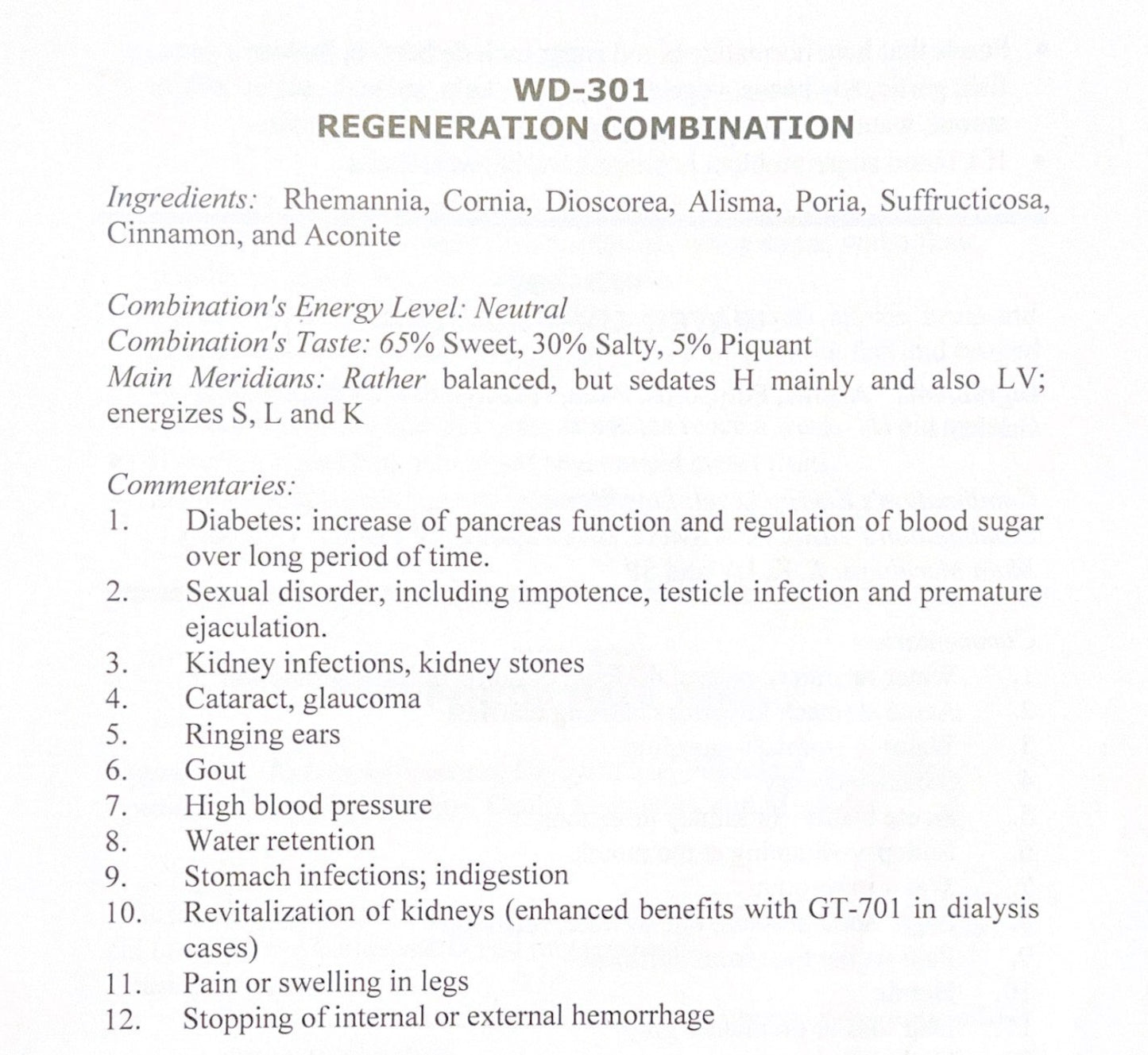 Regeneration Combination WD 301
