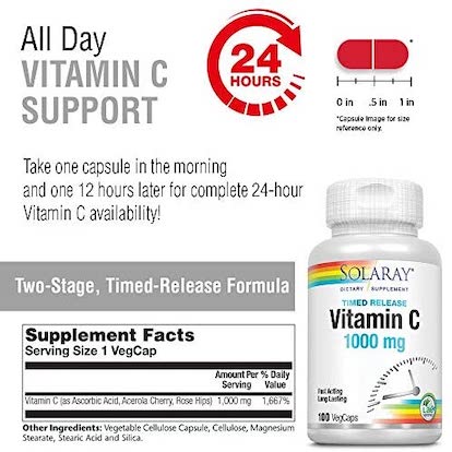 Solaray Vitamin C With Rose Hips & Acerola 1000 mg
