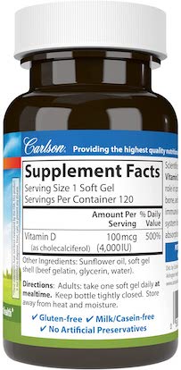 Carlson Vitamin D3 100 mcg (4000 IU)