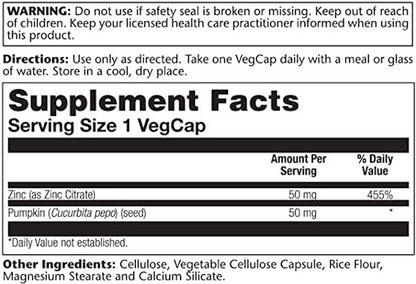 Solaray Zinc Citrate W/ Pumpkin Seed 50 mg