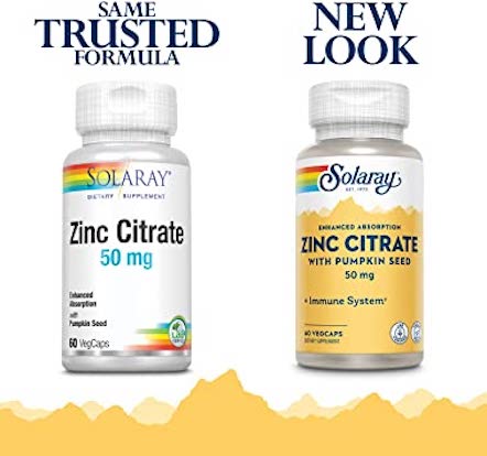 Solaray Zinc Citrate W/ Pumpkin Seed 50 mg