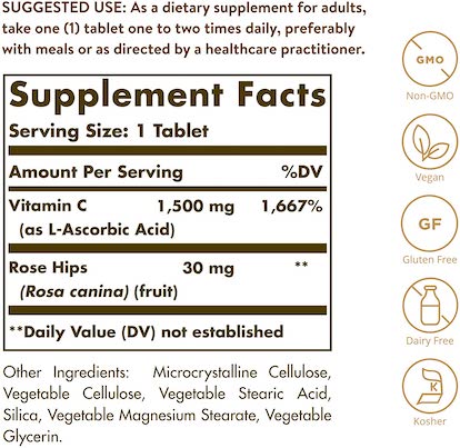 Solgar Vitamin C 1500 mg with Rose Hips