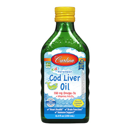Carlson Kid's Norwegian Cod Liver Oil- 8.4 fl oz Natural Lemon Flavor