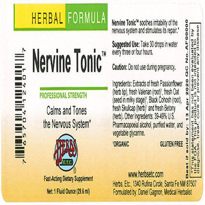 Herbs etc Nervine Tonic