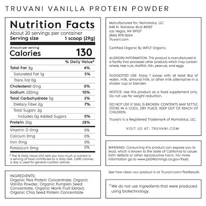 Truvani Vanilla Plant Based Protein